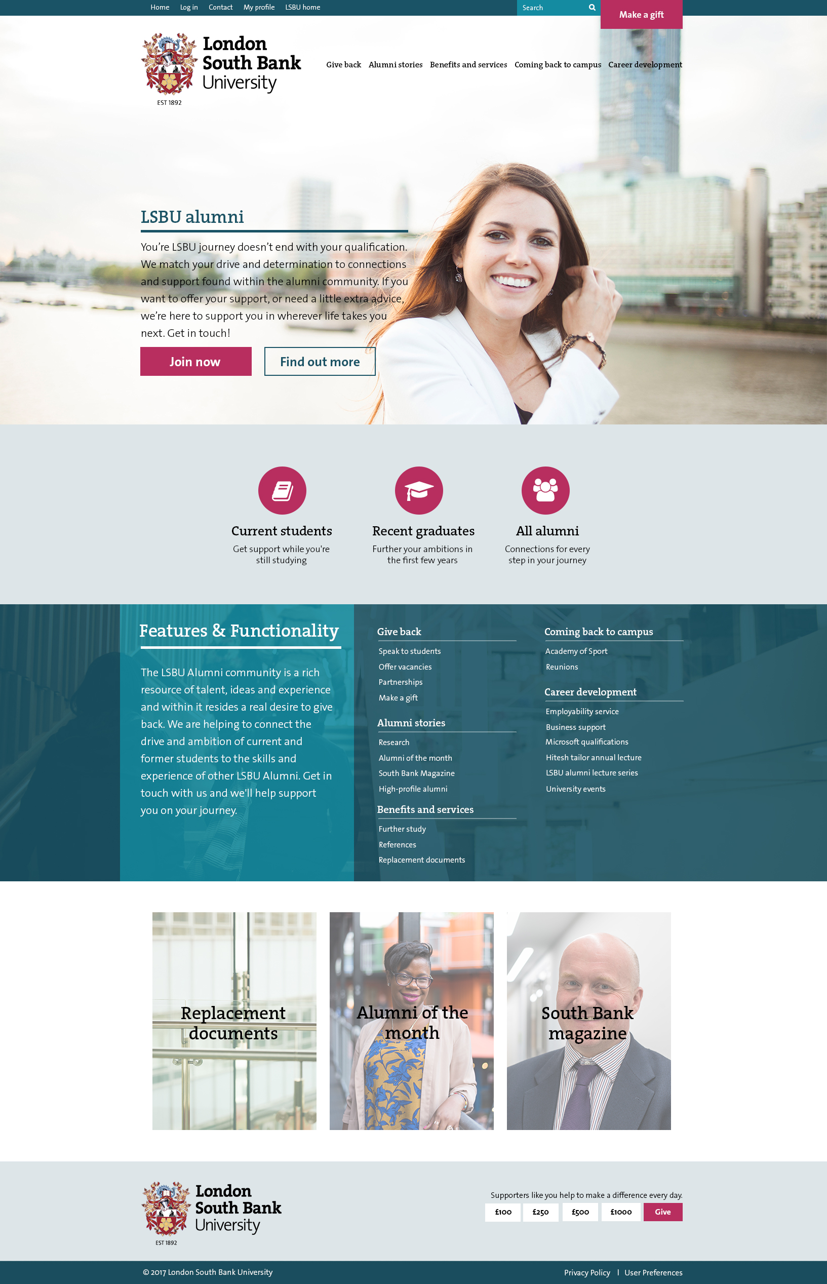 LSBU Alumni mock-up